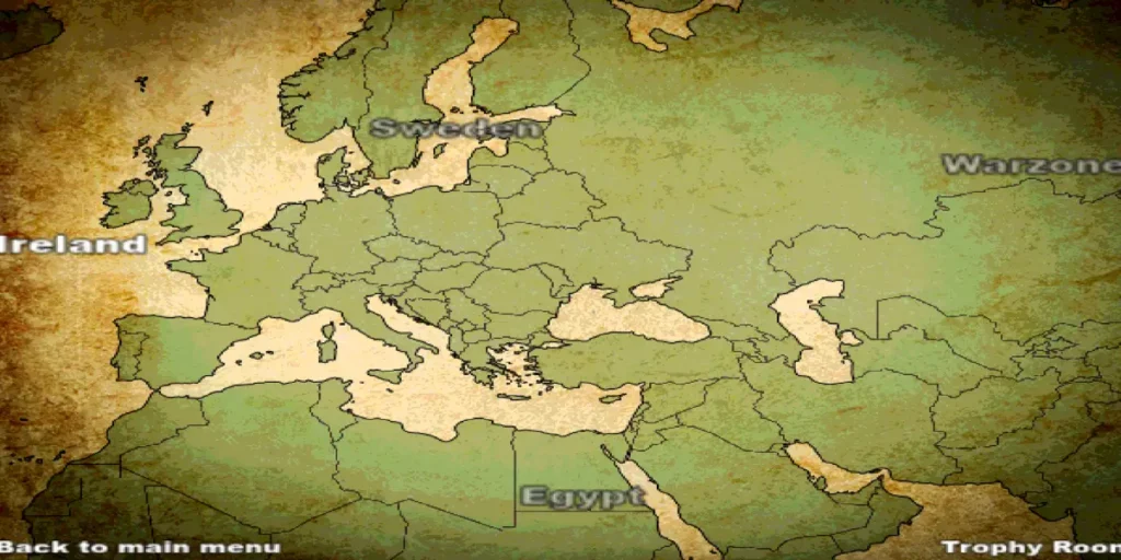 Crazy Cattle 3D world map screen showing playable countries for sheep herding battles.