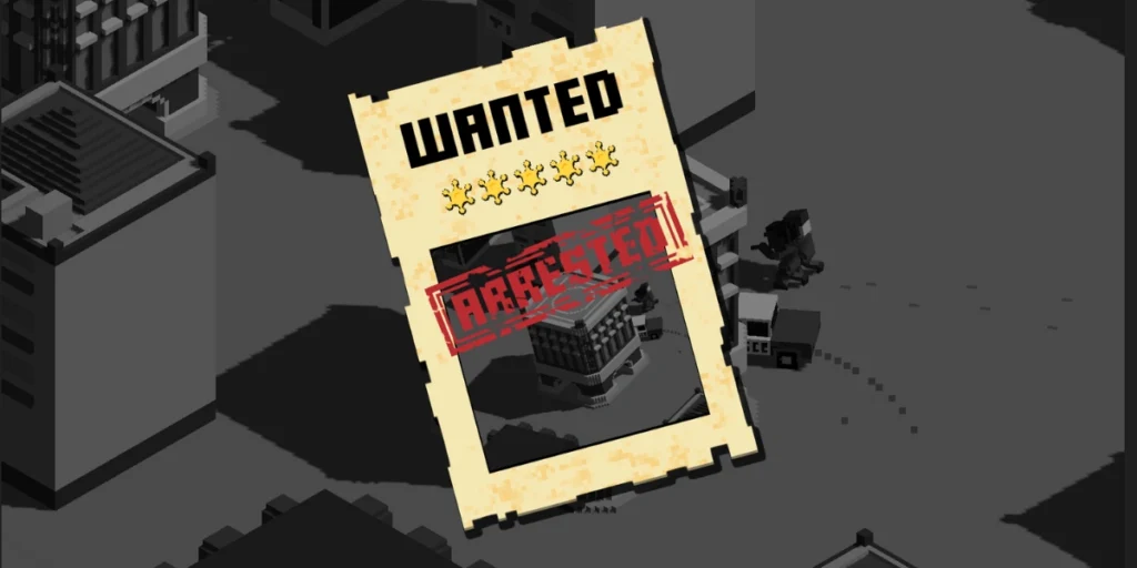 Escape Road City 2 wanted poster with arrested stamp in-game
