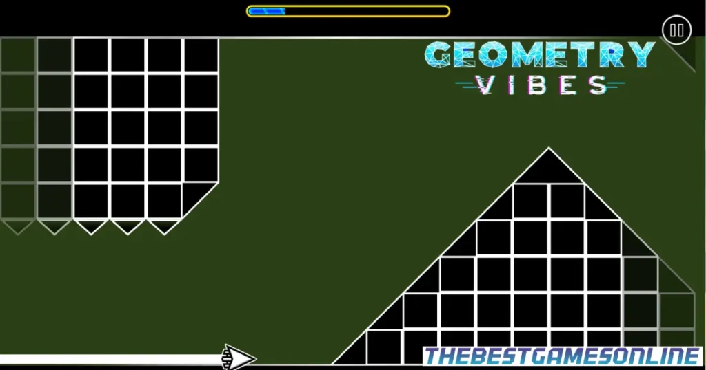Geometry Vibes gameplay screenshot Level 1 with arrow and obstacles