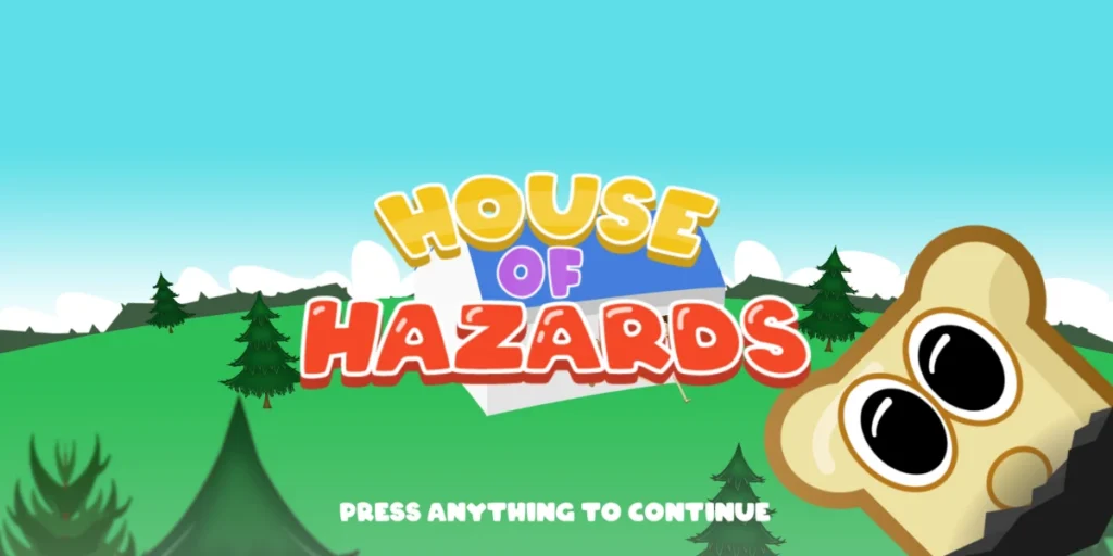 House of Hazards game title screen with toast character