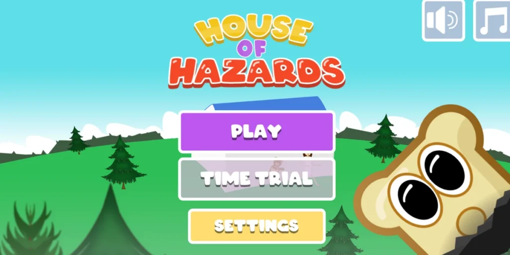 House of Hazards character selection screen showing Player 1