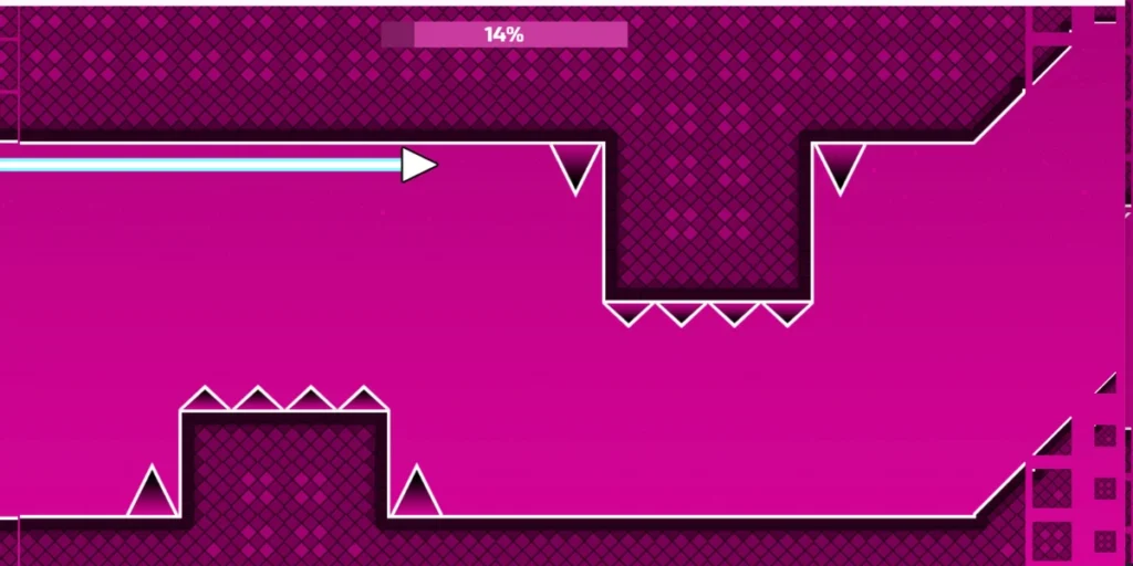 Space Waves spaceship flying through neon purple maze