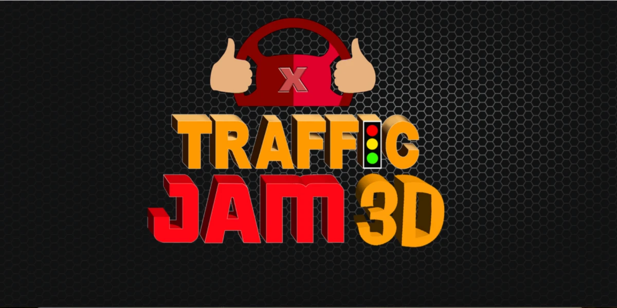 Traffic Jam 3D game logo with steering wheel and thumbs up