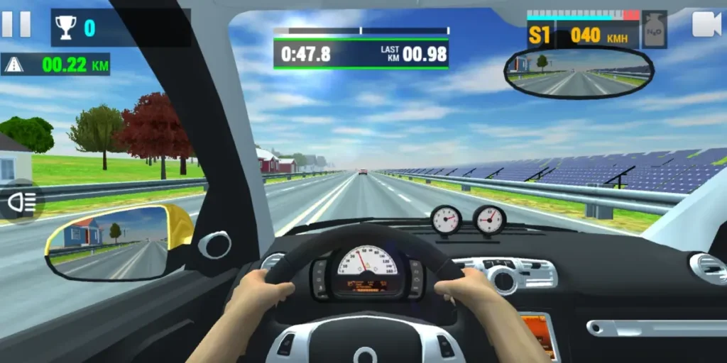 Traffic Jam 3D first-person highway driving view