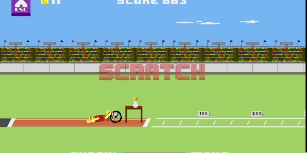 Unicycle Hero player falling after failed throw with Scratch message
